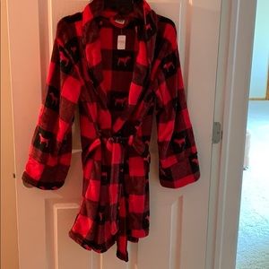 NWT VS Pink Buffalo Plaid bathrobe